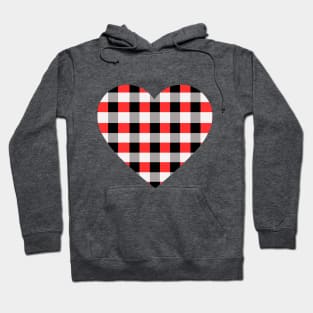 Red and Black Plaid Heart Hoodie